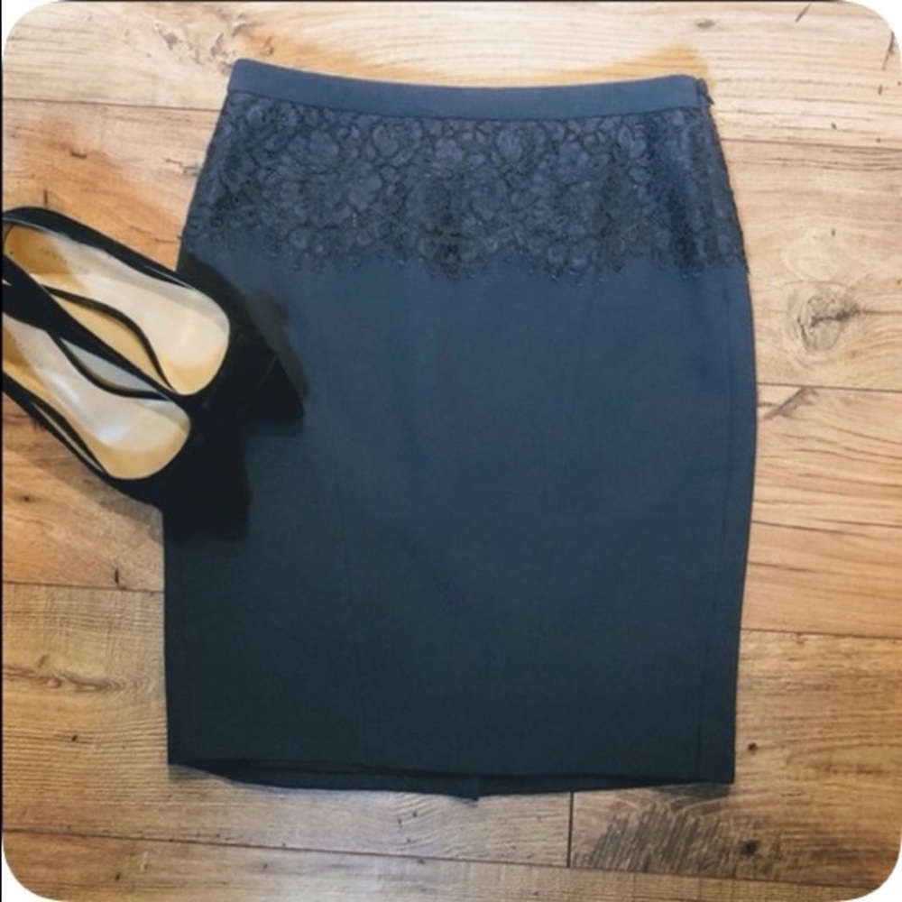 Banana Republic Dark Gray Lace Pencil Skirt